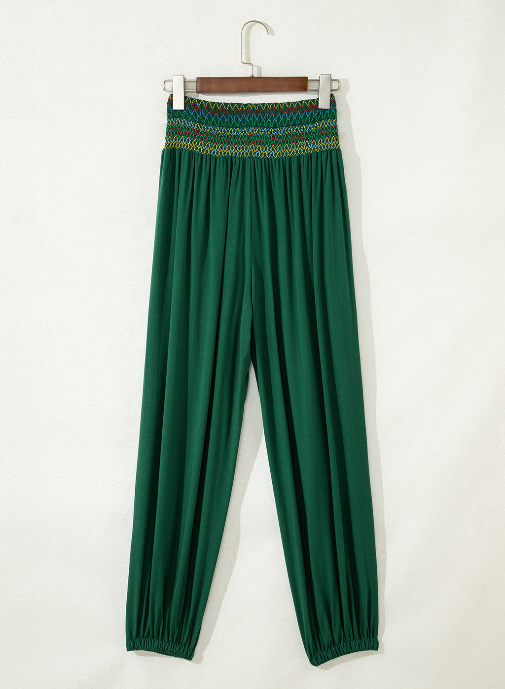 Dokotoo Beach Pants Women Smocked Waist Harem Boho Flowy Pants with Pockets