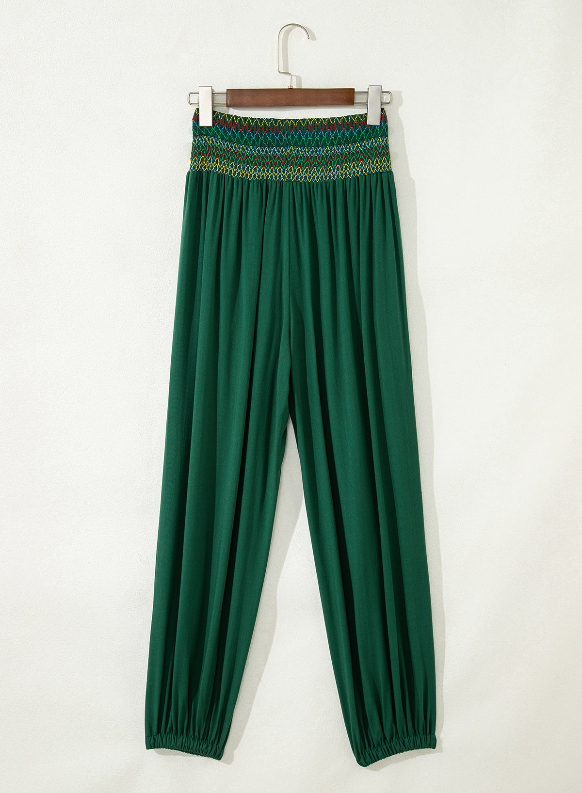 Dokotoo Beach Pants Women Smocked Waist Harem Boho Flowy Pants with Pockets