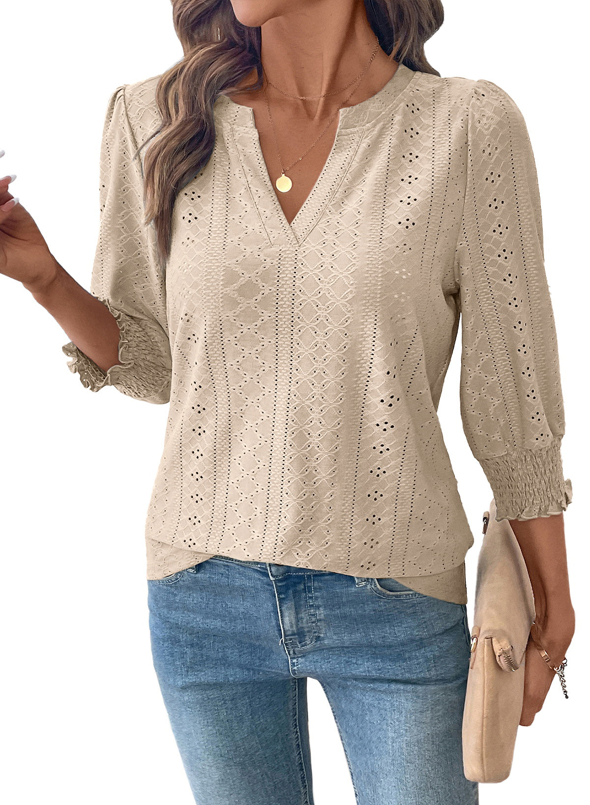 Dokotoo Womens Hollow Out Blouses 3/4 Sleeve Business Tops T-Shirts 2026