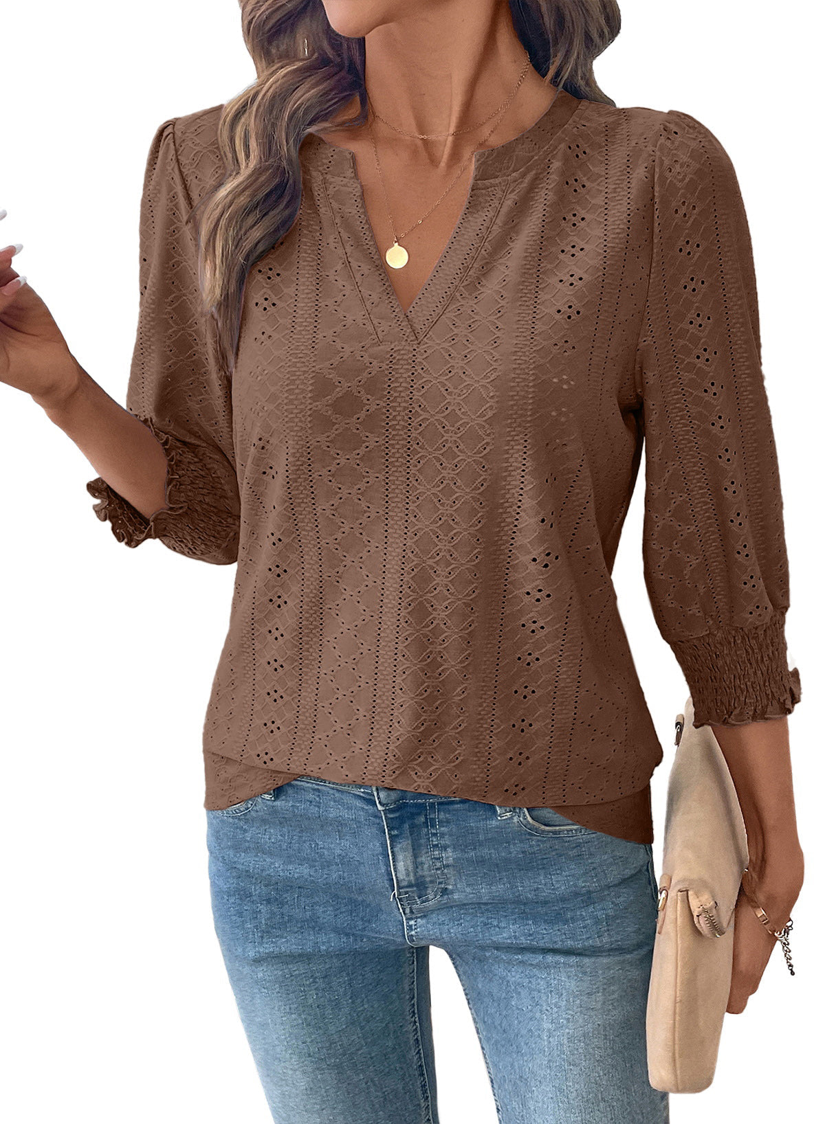 Dokotoo Womens Hollow Out Blouses 3/4 Sleeve Business Tops T-Shirts 2026