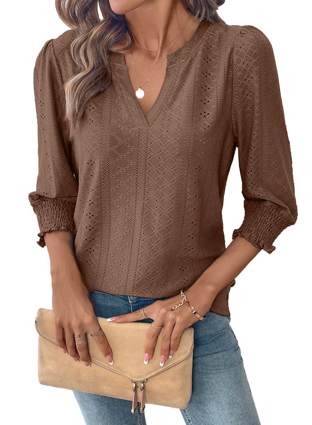 Dokotoo Womens Hollow Out Blouses 3/4 Sleeve Business Tops T-Shirts 2026