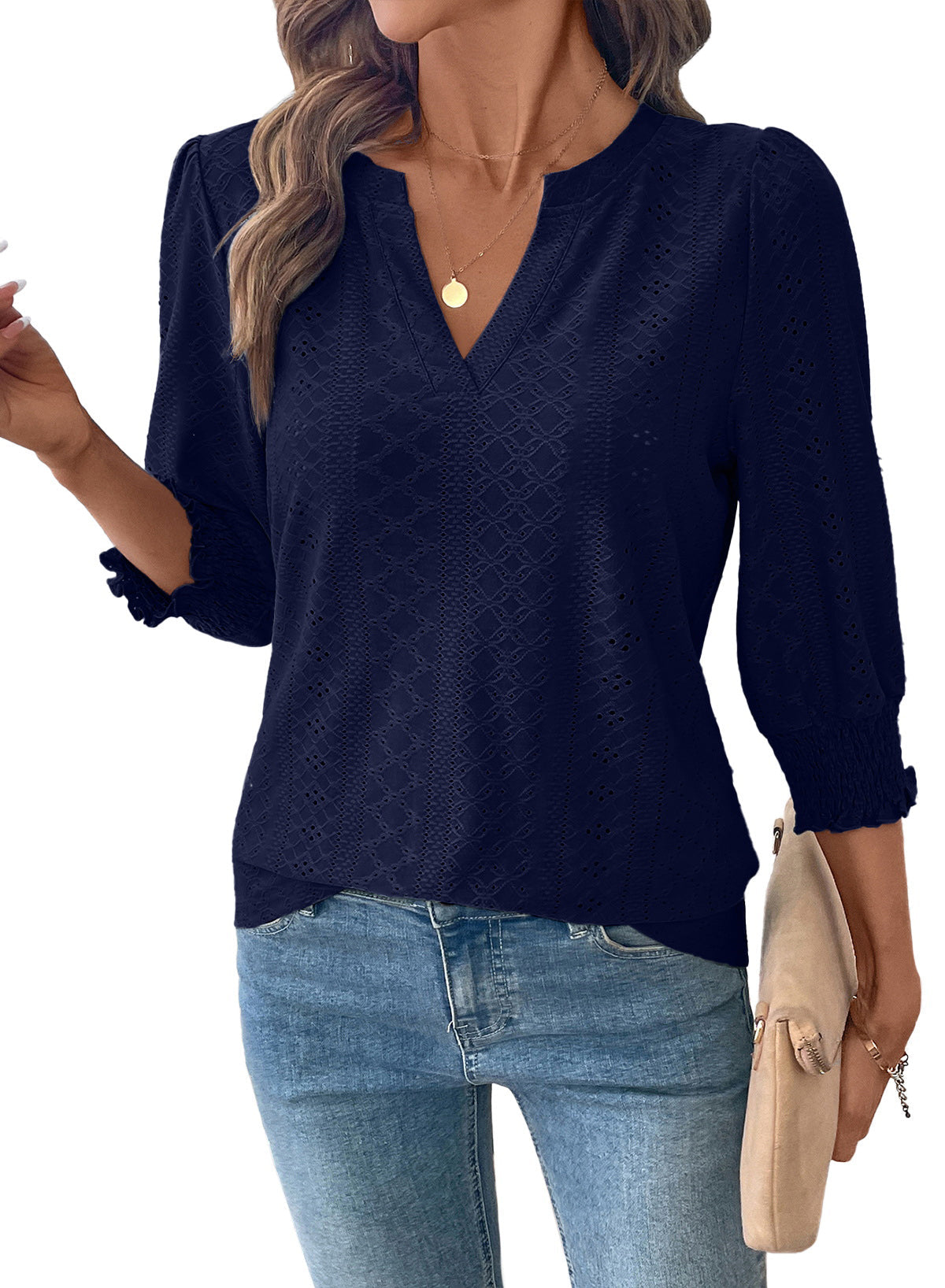 Dokotoo Womens Hollow Out Blouses 3/4 Sleeve Business Tops T-Shirts 2026