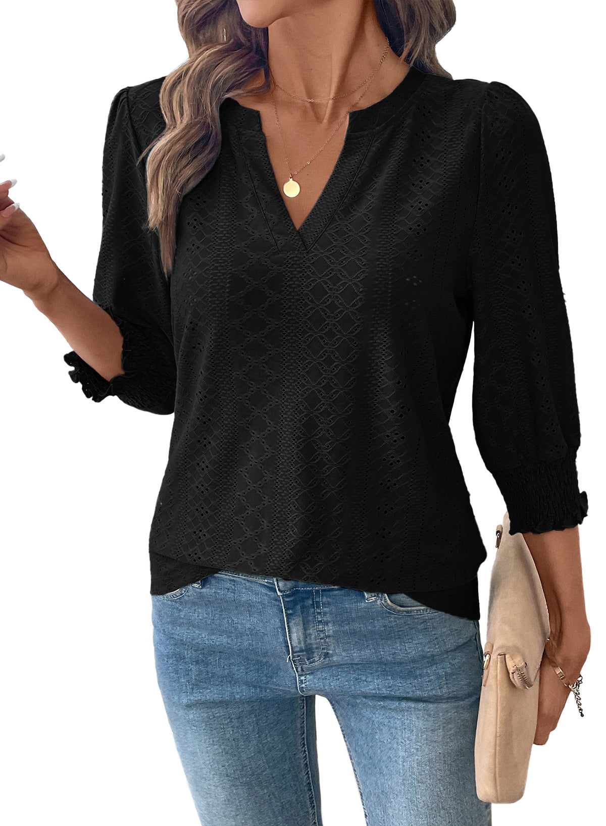 Dokotoo Womens Hollow Out Blouses 3/4 Sleeve Business Tops T-Shirts 2026