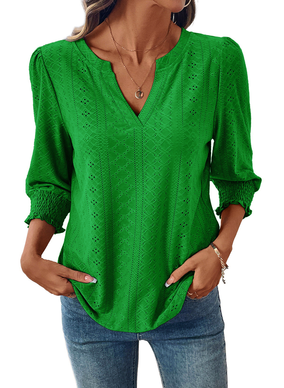 Dokotoo Womens Hollow Out Blouses 3/4 Sleeve Business Tops T-Shirts 2026