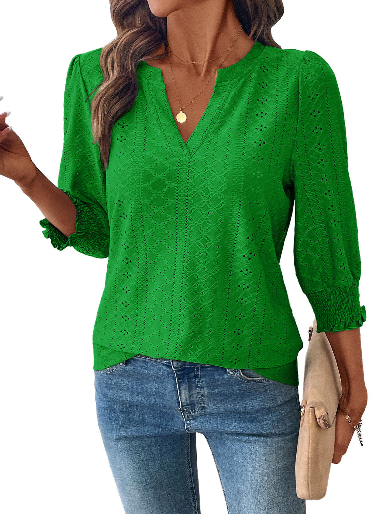 Dokotoo Womens Hollow Out Blouses 3/4 Sleeve Business Tops T-Shirts 2026