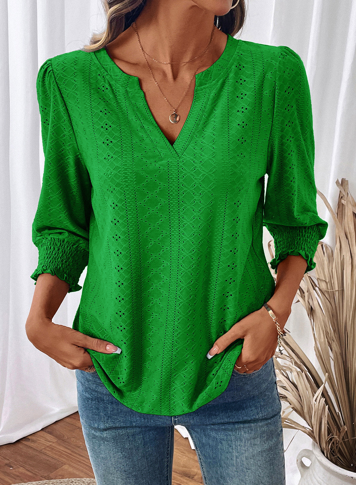 Dokotoo Womens Hollow Out Blouses 3/4 Sleeve Business Tops T-Shirts 2026