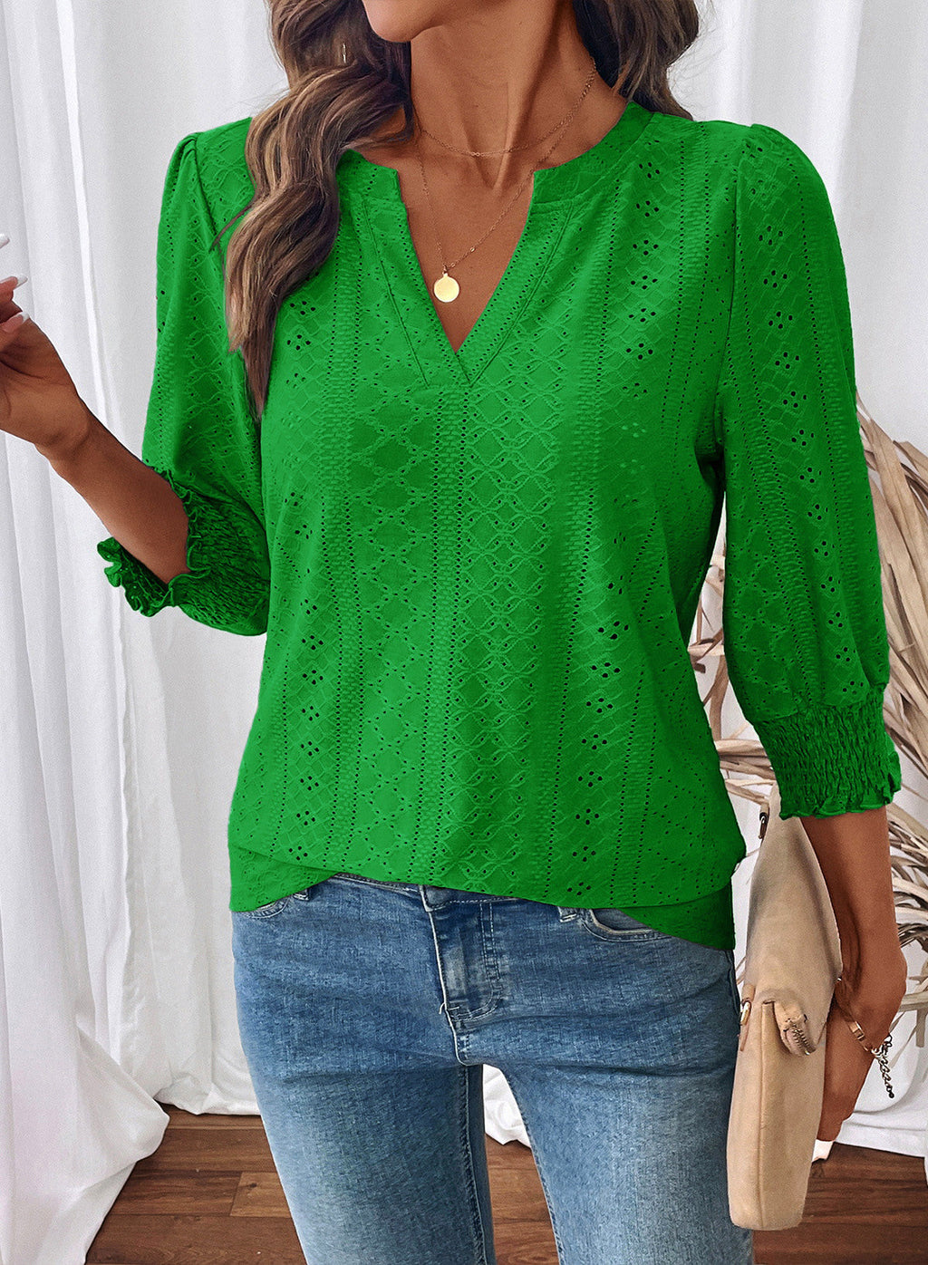 Dokotoo Womens Hollow Out Blouses 3/4 Sleeve Business Tops T-Shirts 2026