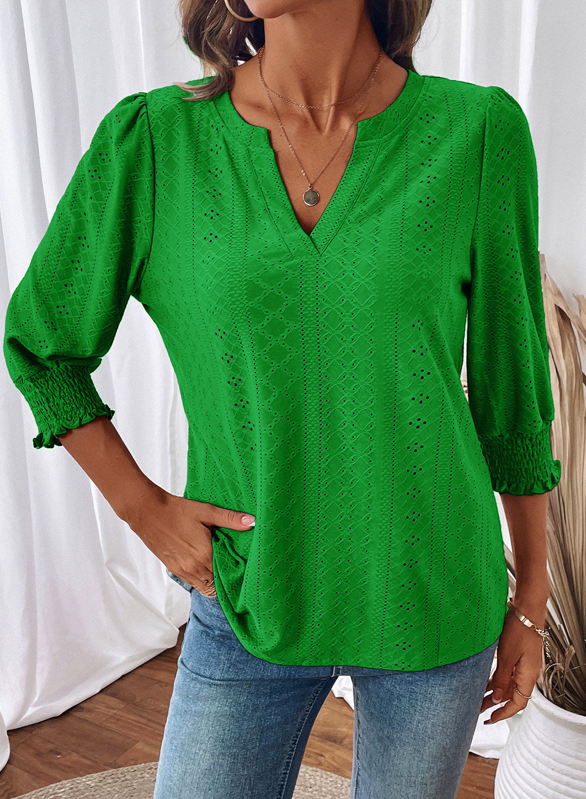 Dokotoo Womens Hollow Out Blouses 3/4 Sleeve Business Tops T-Shirts 2026