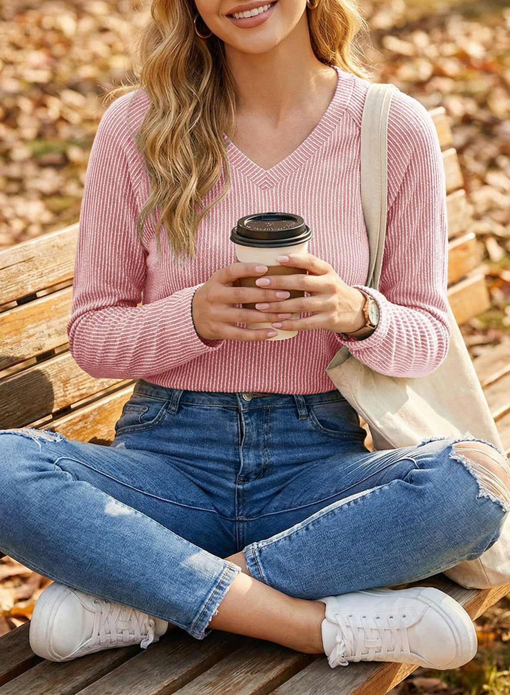 Dokotoo Spring Tops for Women 2026 Long Sleeve Ribbed Knit Teacher Shirts