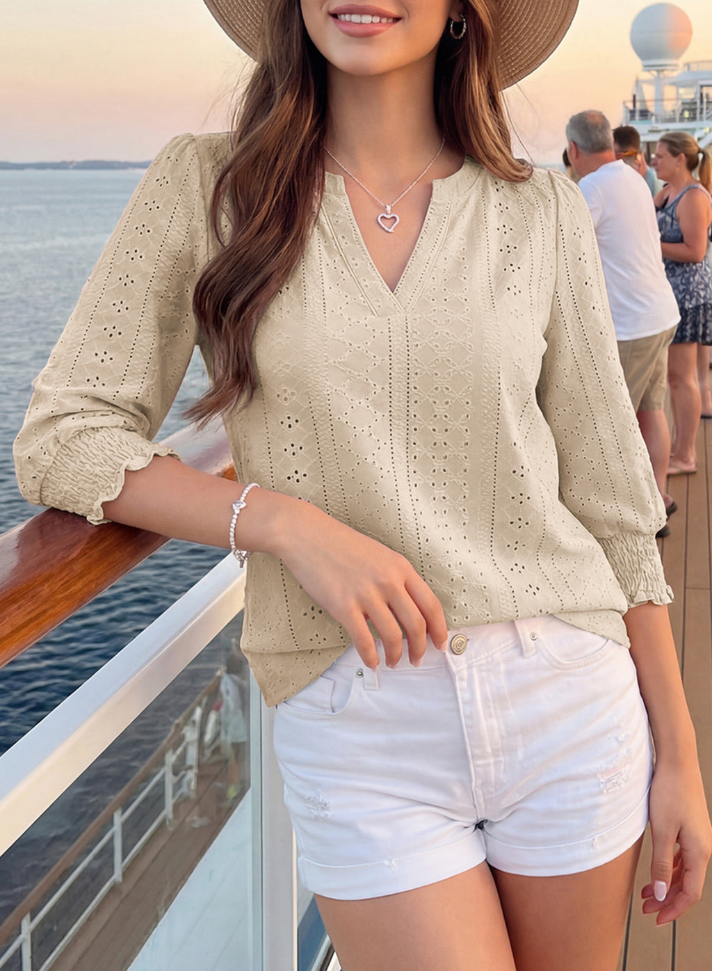 Dokotoo Womens Hollow Out Blouses 3/4 Sleeve Business Tops T-Shirts 2026