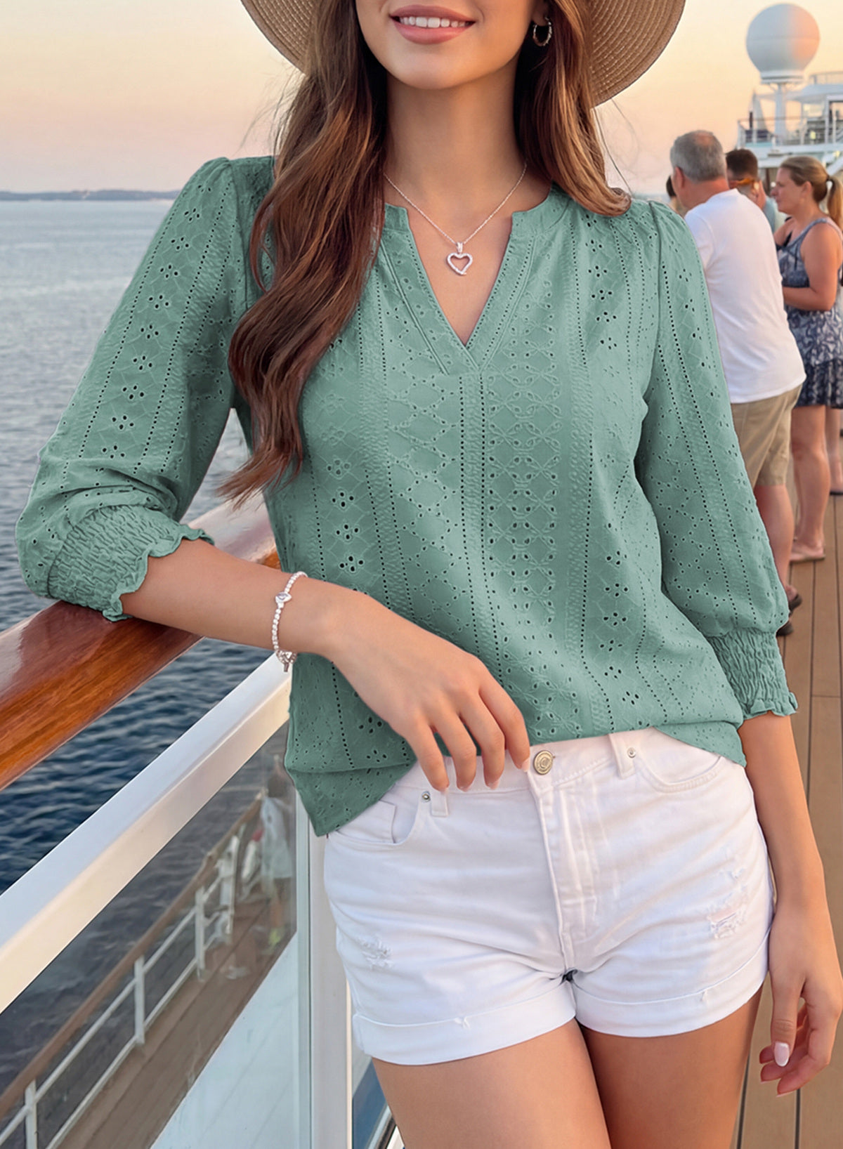 Dokotoo Womens Hollow Out Blouses 3/4 Sleeve Business Tops T-Shirts 2026