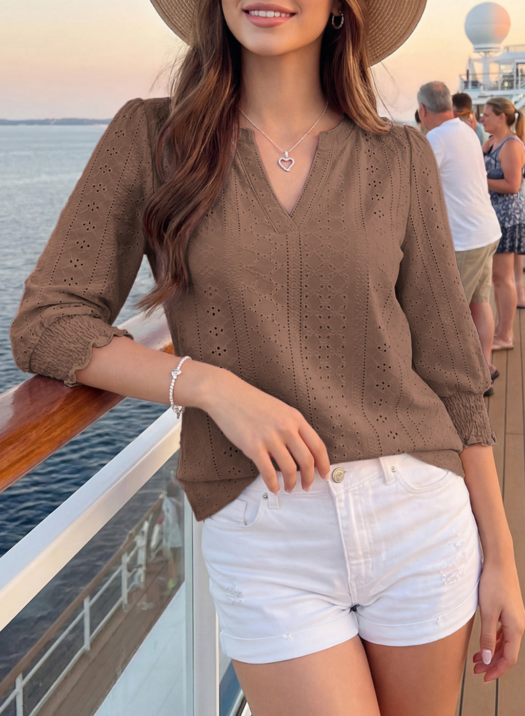 Dokotoo Womens Hollow Out Blouses 3/4 Sleeve Business Tops T-Shirts 2026