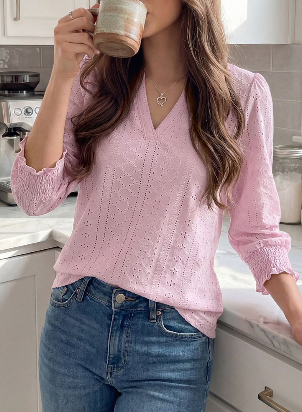 Dokotoo Womens Hollow Out Blouses 3/4 Sleeve Business Tops T-Shirts 2026