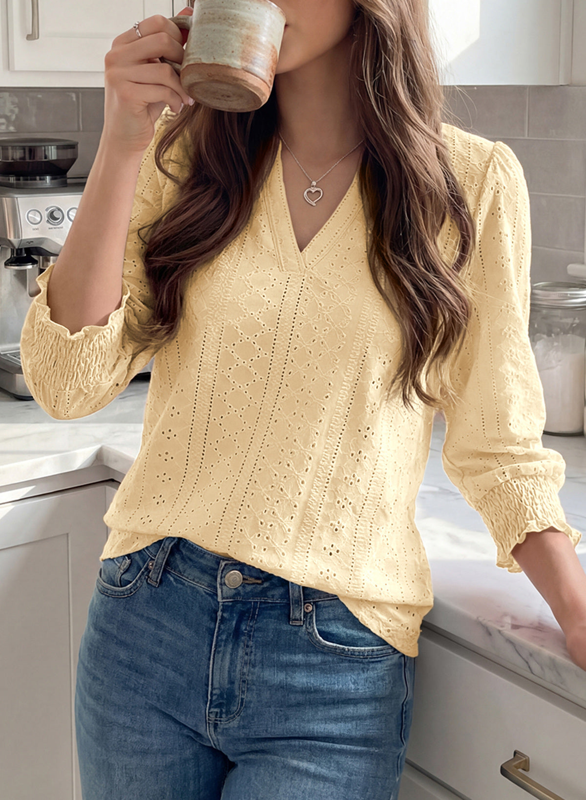 Dokotoo Womens Hollow Out Blouses 3/4 Sleeve Business Tops T-Shirts 2026