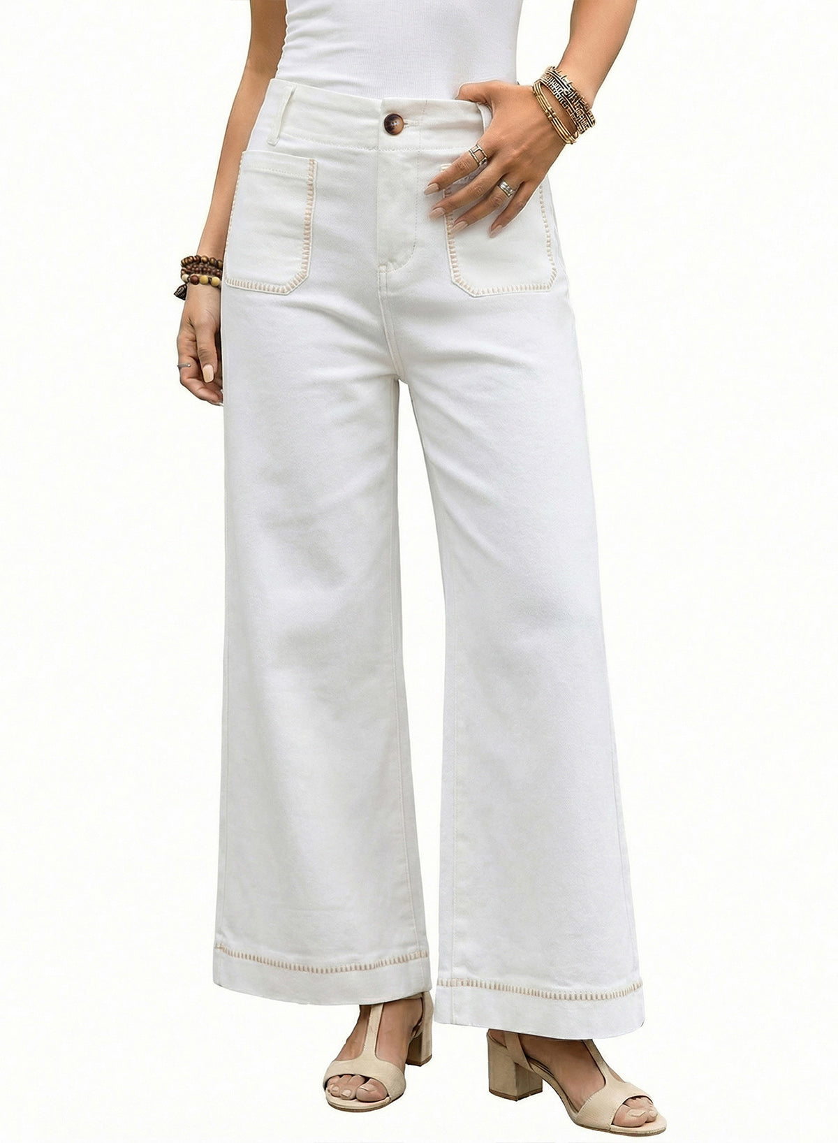 The Colette Whipstitch Crop Wide-Leg Jeans by Maeve