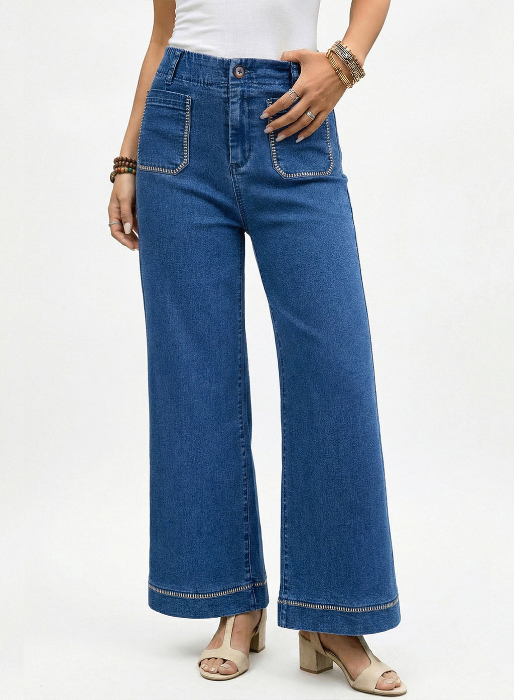 The Colette Whipstitch Crop Wide-Leg Jeans by Maeve