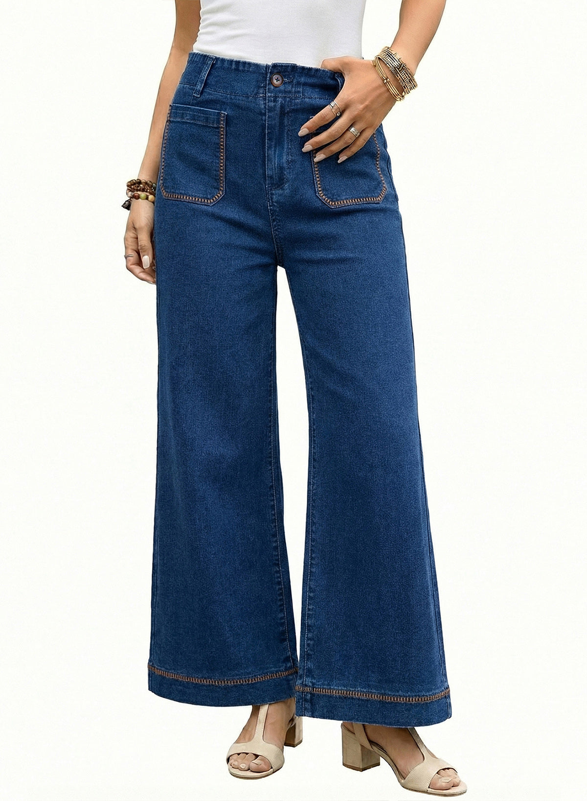 The Colette Whipstitch Crop Wide-Leg Jeans by Maeve