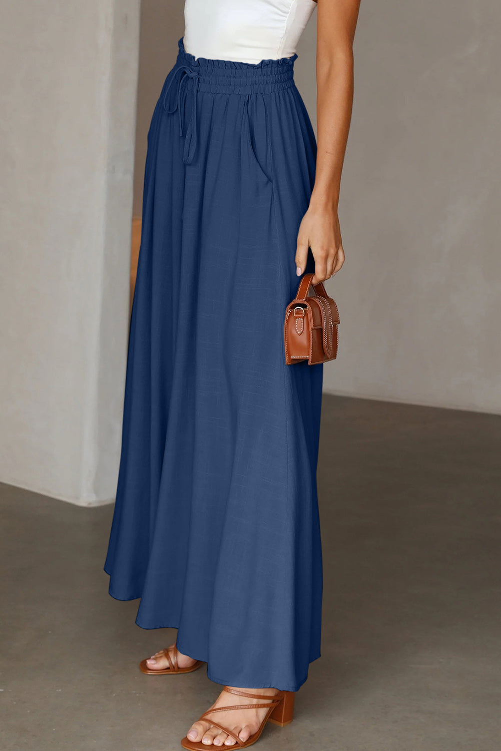 Dokotoo Pants for Women Casual Elastic Waist Wide Leg Pants with Pockets