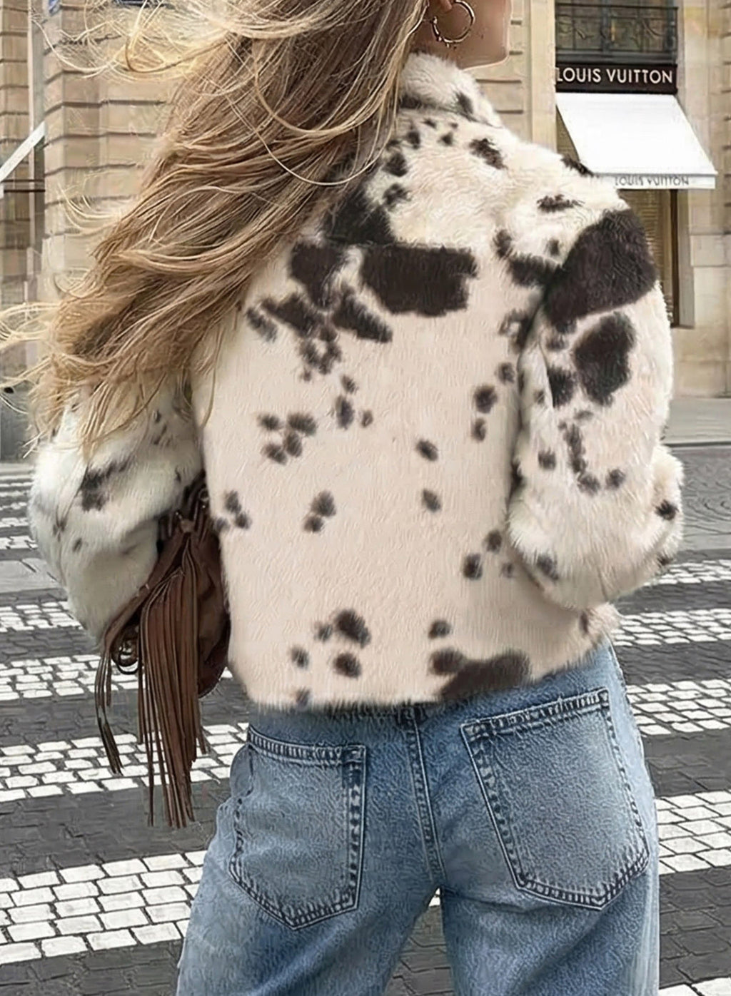 Dokotoo Winter Fleece Jacket for Women Zip Up Cow Print Coats 2026