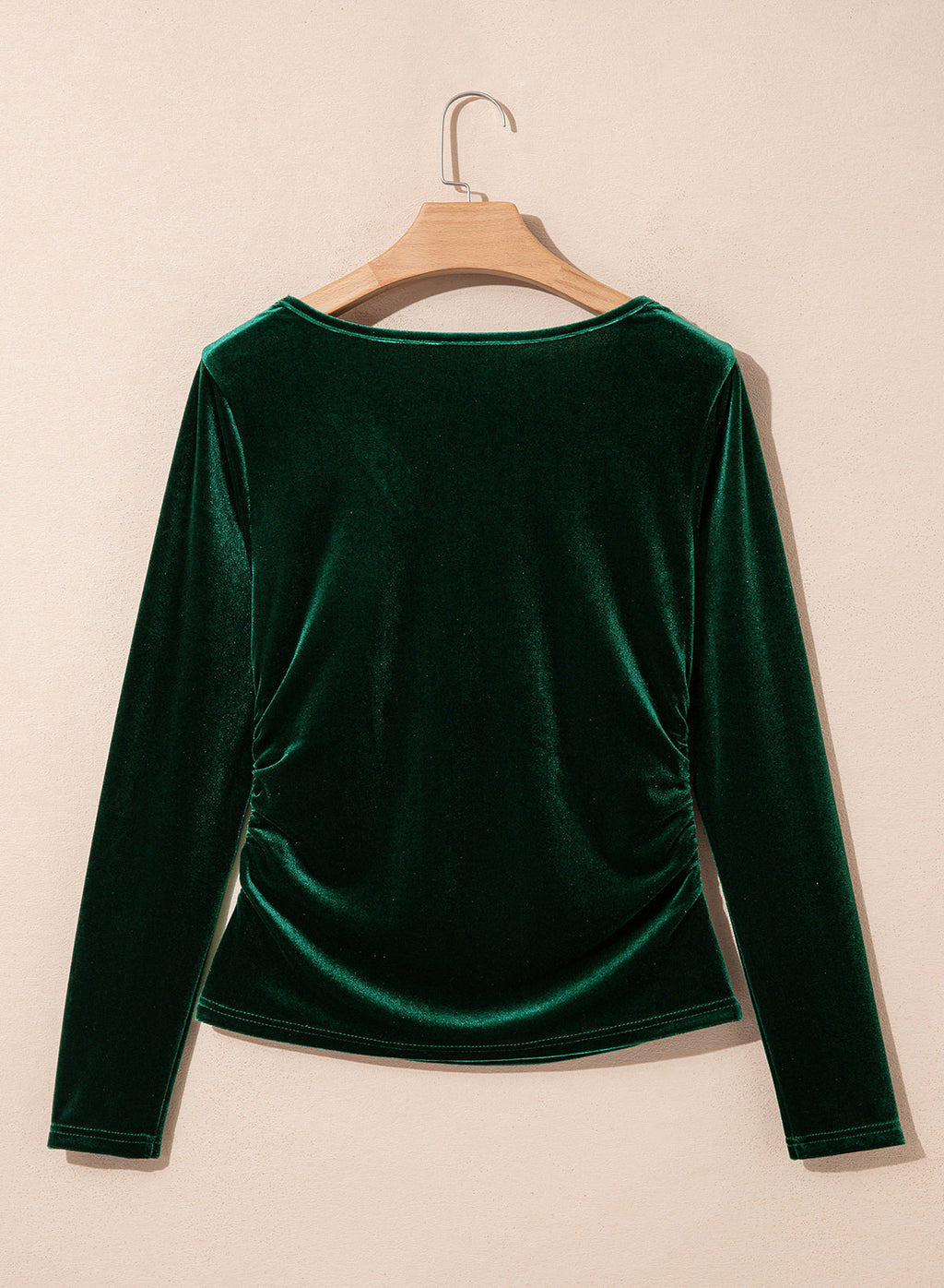 Dokotoo Womens Deep V Neck Long Sleeve Ruched Slim Fit Wrap Velvet Tops