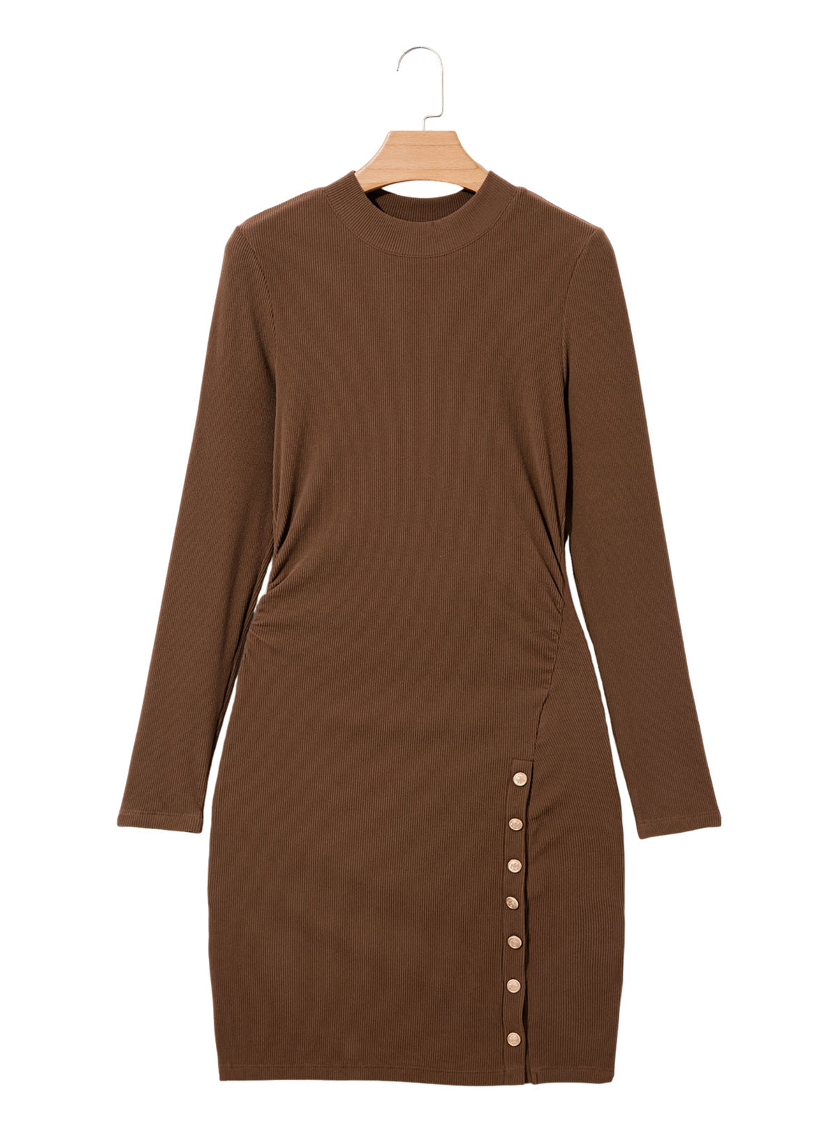 Dokotoo Womens Long Sleeve Ribbed Knit Ruched Mini Bodycon Dresses