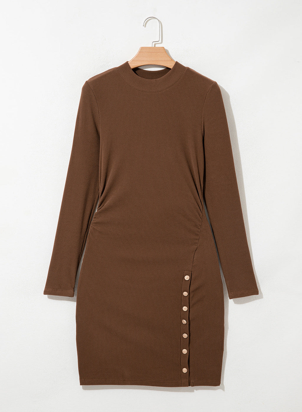 Dokotoo Womens Long Sleeve Ribbed Knit Ruched Mini Bodycon Dresses