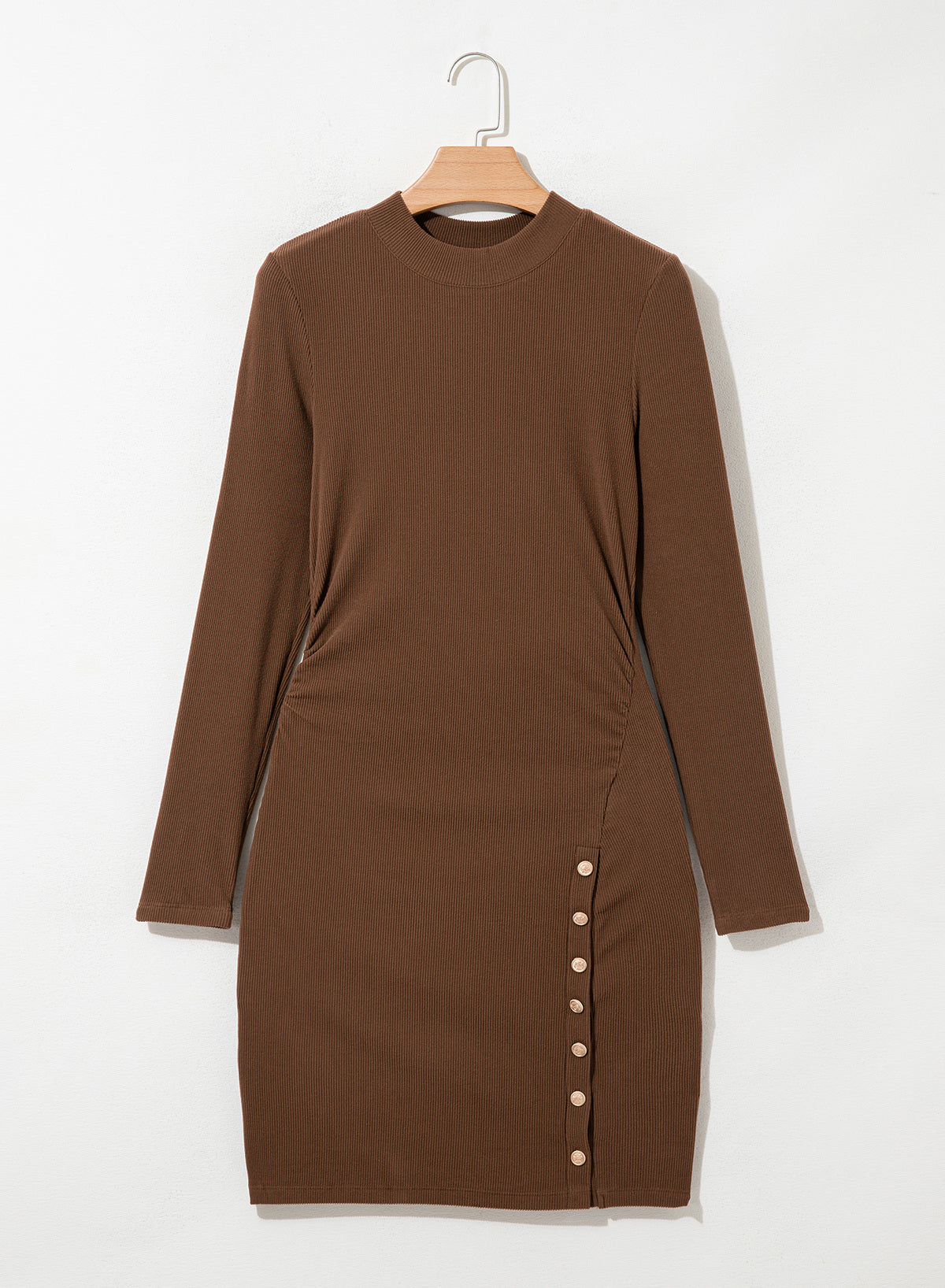 Dokotoo Womens Long Sleeve Ribbed Knit Ruched Mini Bodycon Dresses
