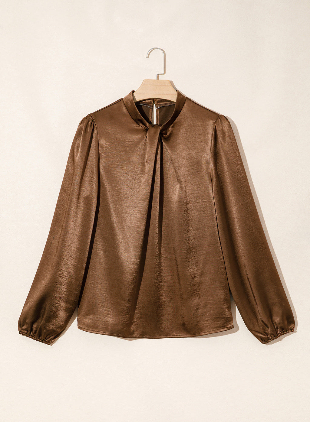 Women's Long Sleeve Satin Blouse,Mock Neck Work Silk Shirts,Dressy Tops for Business Casual Office