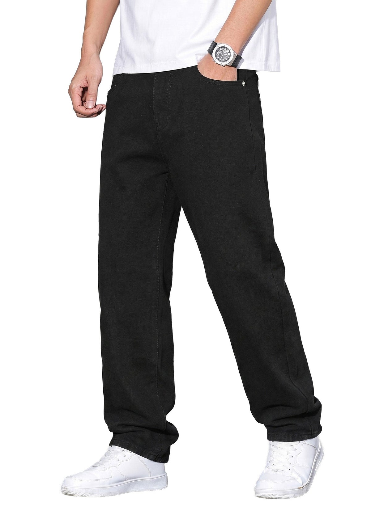 Dokotoo Men Mens Baggy Wide Leg Jeans Loose Fit Denim Pants