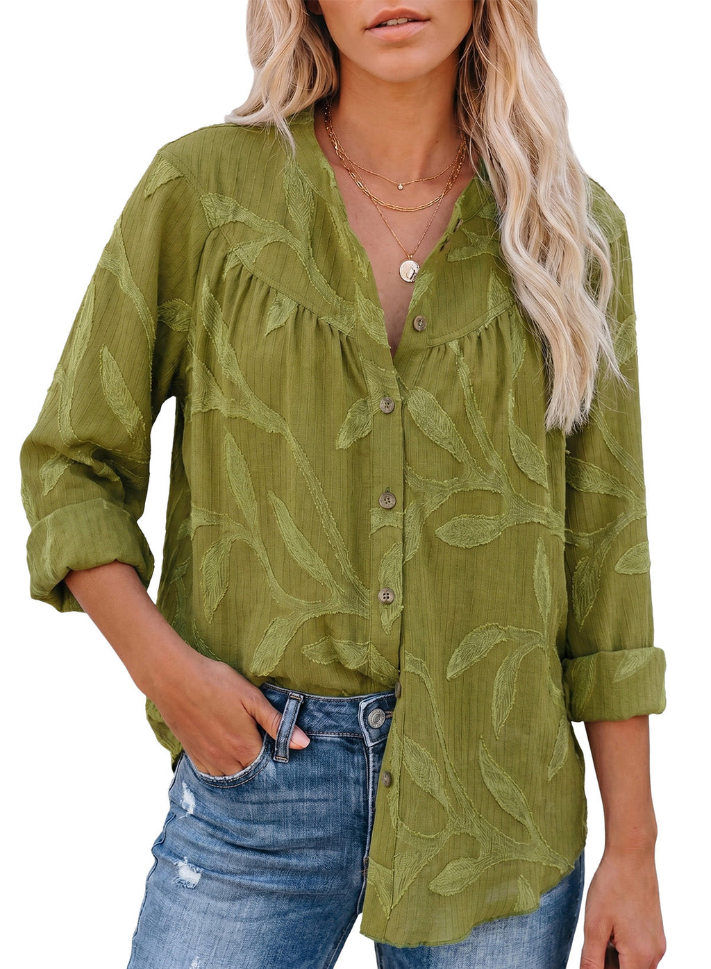 Womens Tops Casual Crewneck Boho Floral Button Down Shirts