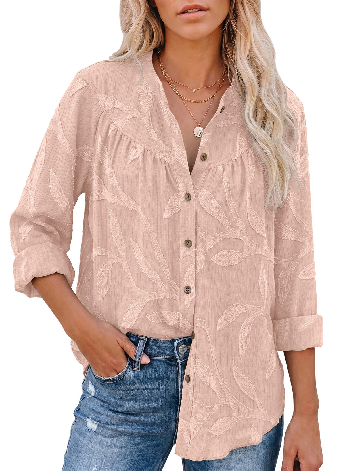 Womens Tops Casual Crewneck Boho Floral Button Down Shirts