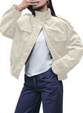 Dokotoo Womens Casual Cropped Bomber Jackets Trendy Solid Zip Up Coats