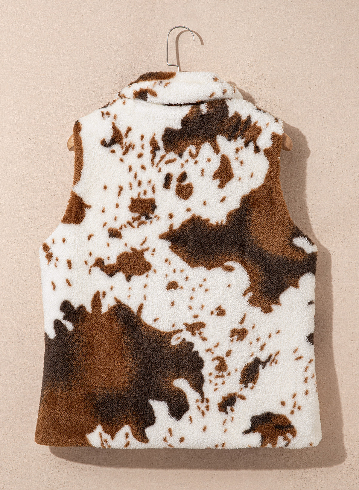 Dokotoo Womens Fleece Vest Zip Up Cow Print Sherpa Sleeveless Jacket