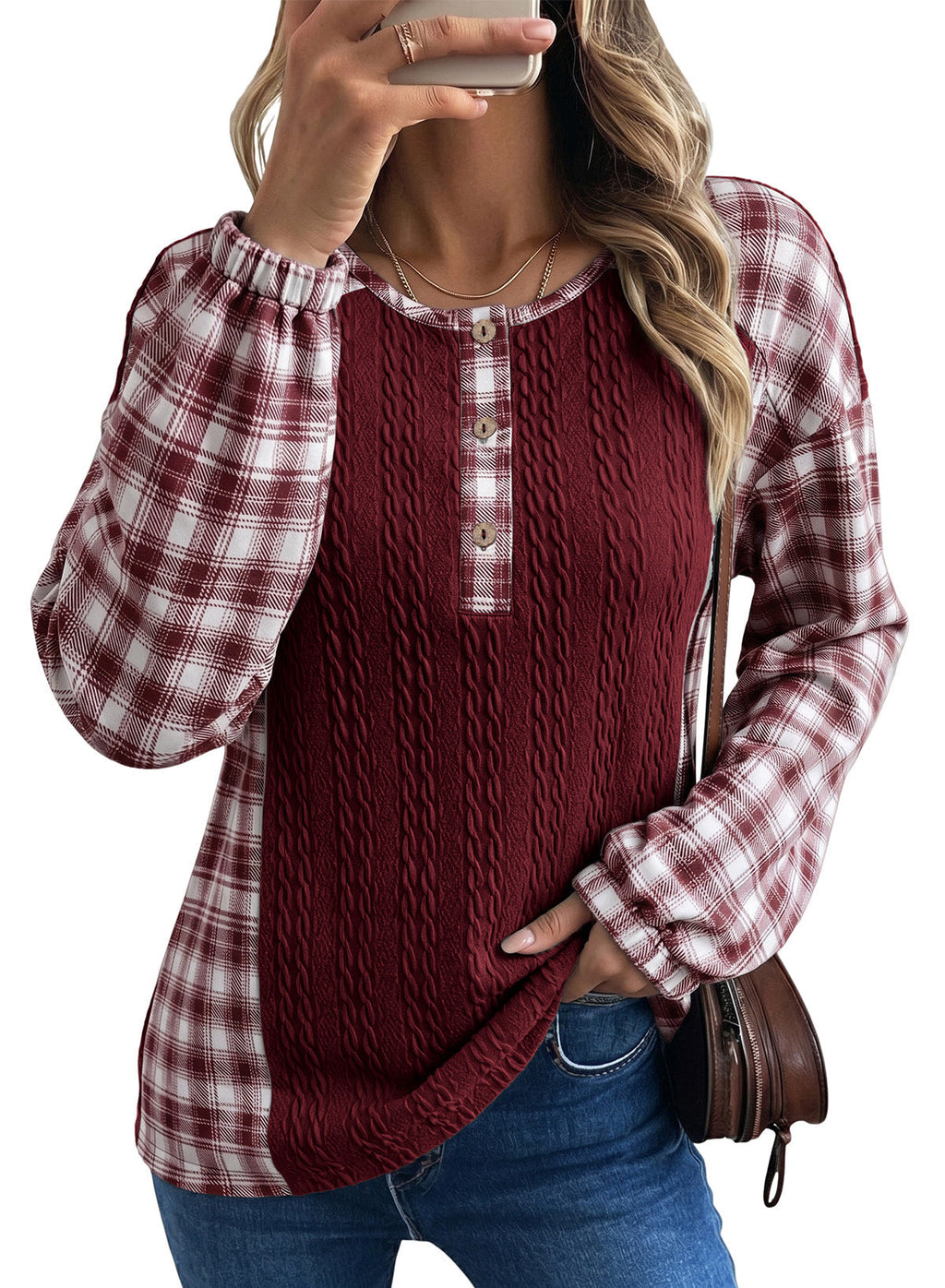 Dokotoo Long Sleeve Button Shirts for Women Trendy Loose Plaid Tunic Tops