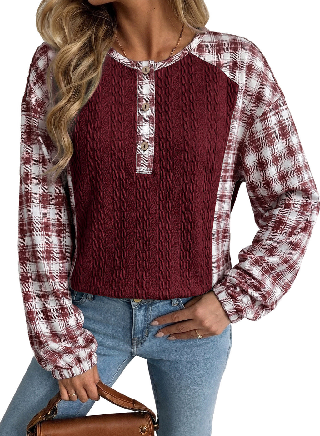 Dokotoo Long Sleeve Button Shirts for Women Trendy Loose Plaid Tunic Tops