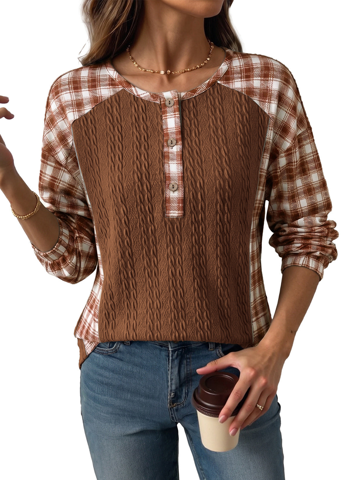 Dokotoo Long Sleeve Button Shirts for Women Trendy Loose Plaid Tunic Tops