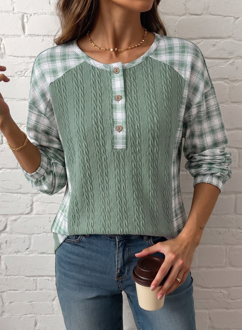 Dokotoo Long Sleeve Button Shirts for Women Trendy Loose Plaid Tunic Tops