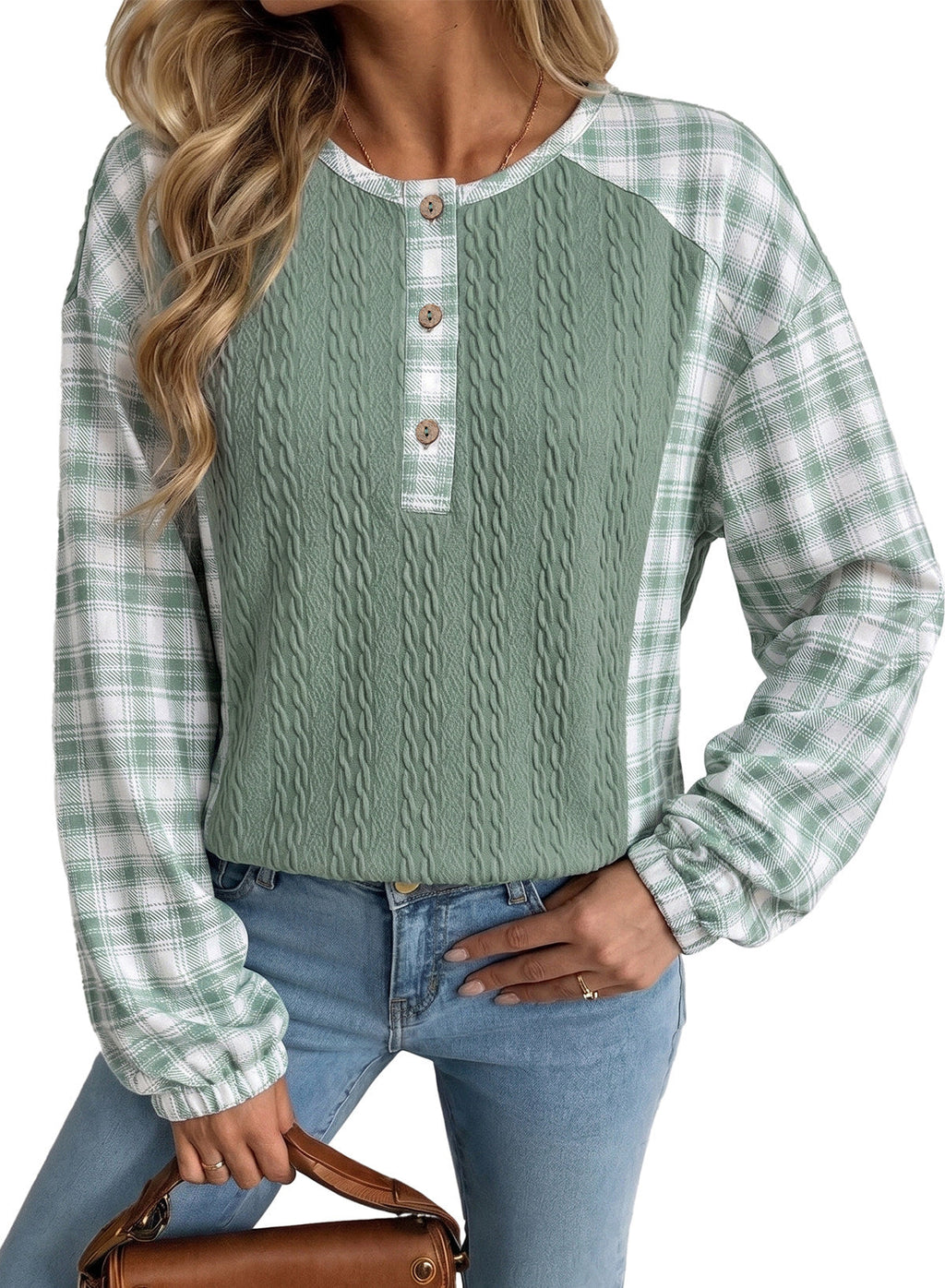Dokotoo Long Sleeve Button Shirts for Women Trendy Loose Plaid Tunic Tops