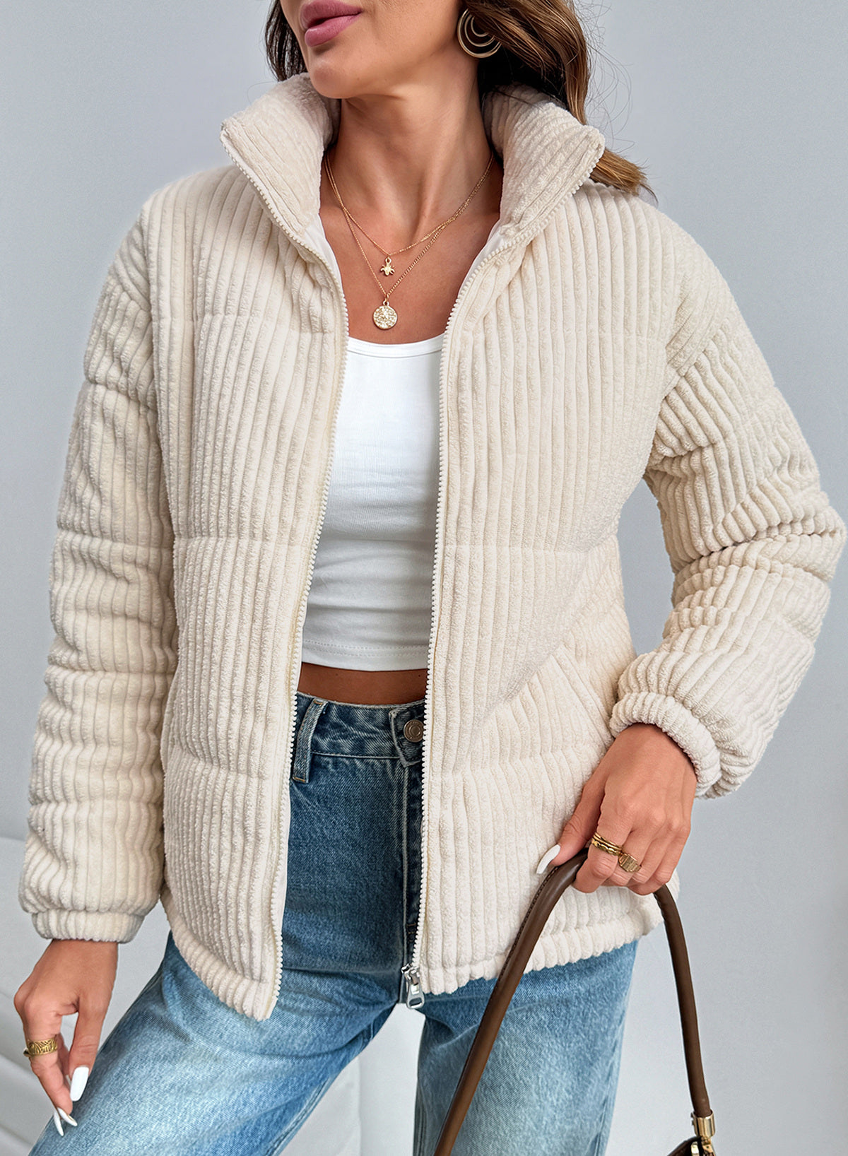 Corduroy Padded Coat In Fall/Winter