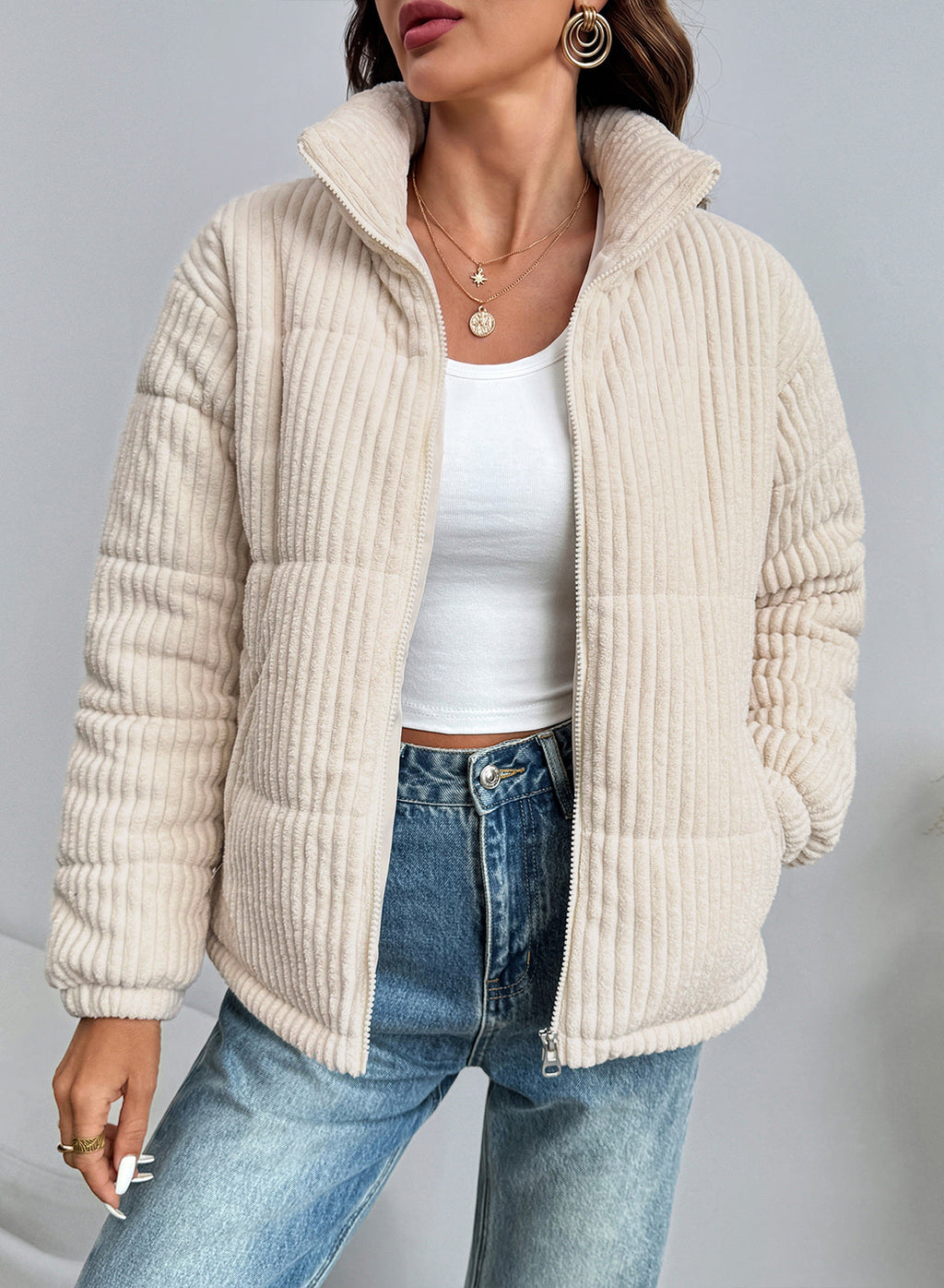 Corduroy Padded Coat In Fall/Winter