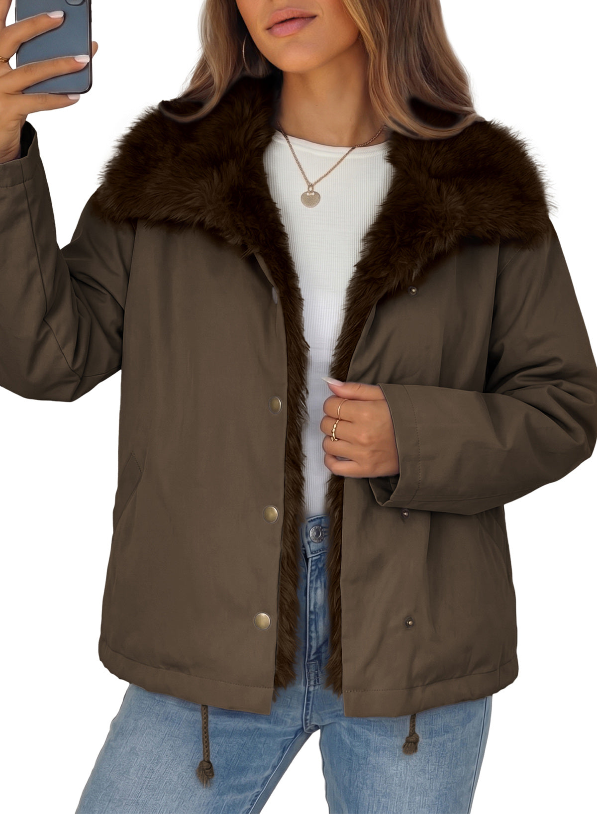 Faux Fur Detachable Oversized Cotton Jacket