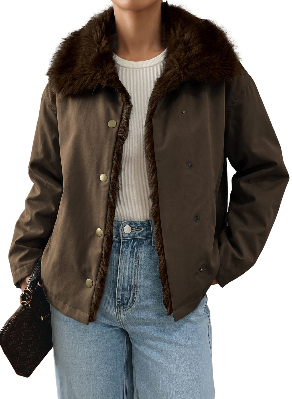 Faux Fur Detachable Oversized Cotton Jacket