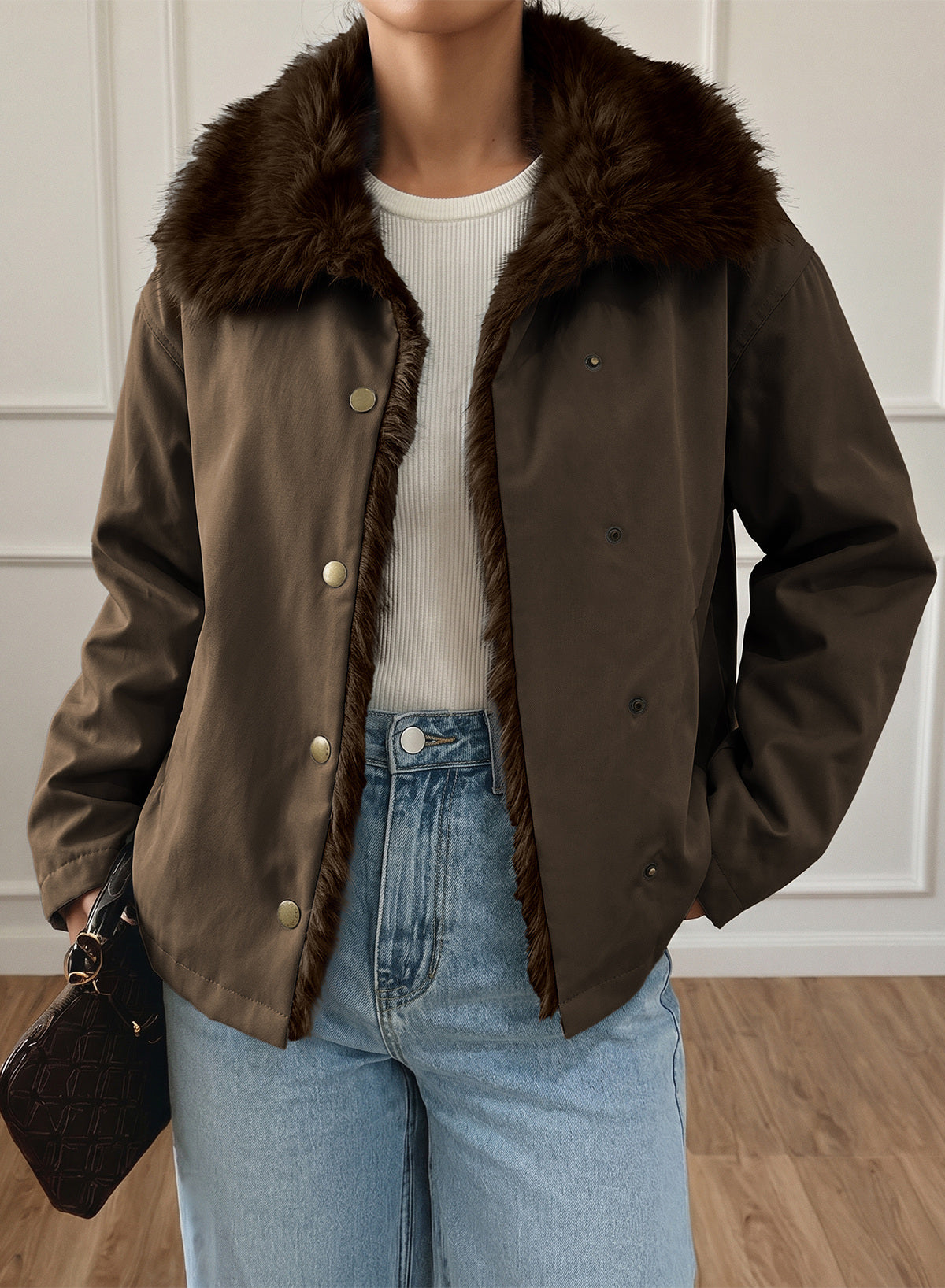 Faux Fur Detachable Oversized Cotton Jacket