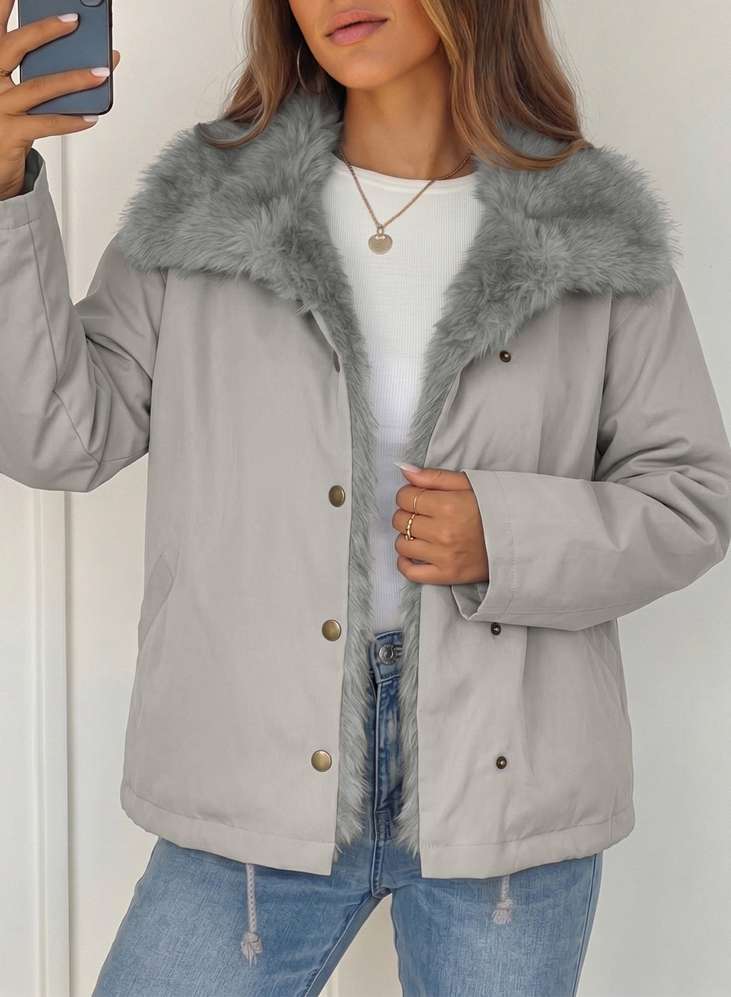 Faux Fur Detachable Oversized Cotton Jacket