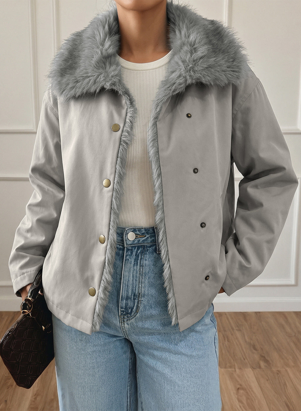 Faux Fur Detachable Oversized Cotton Jacket