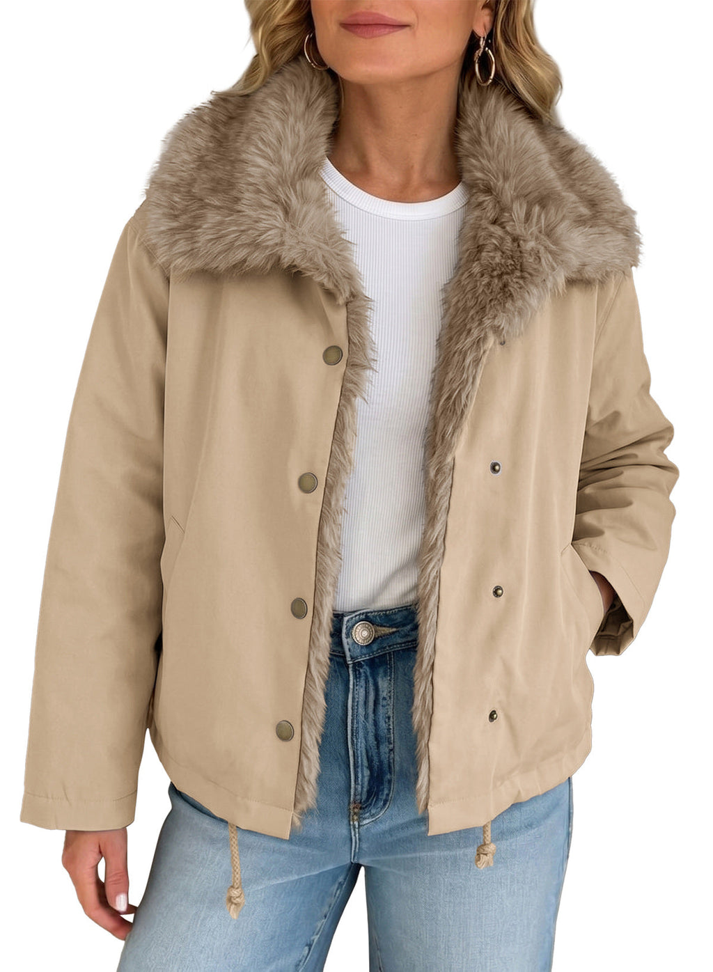 Faux Fur Detachable Oversized Cotton Jacket