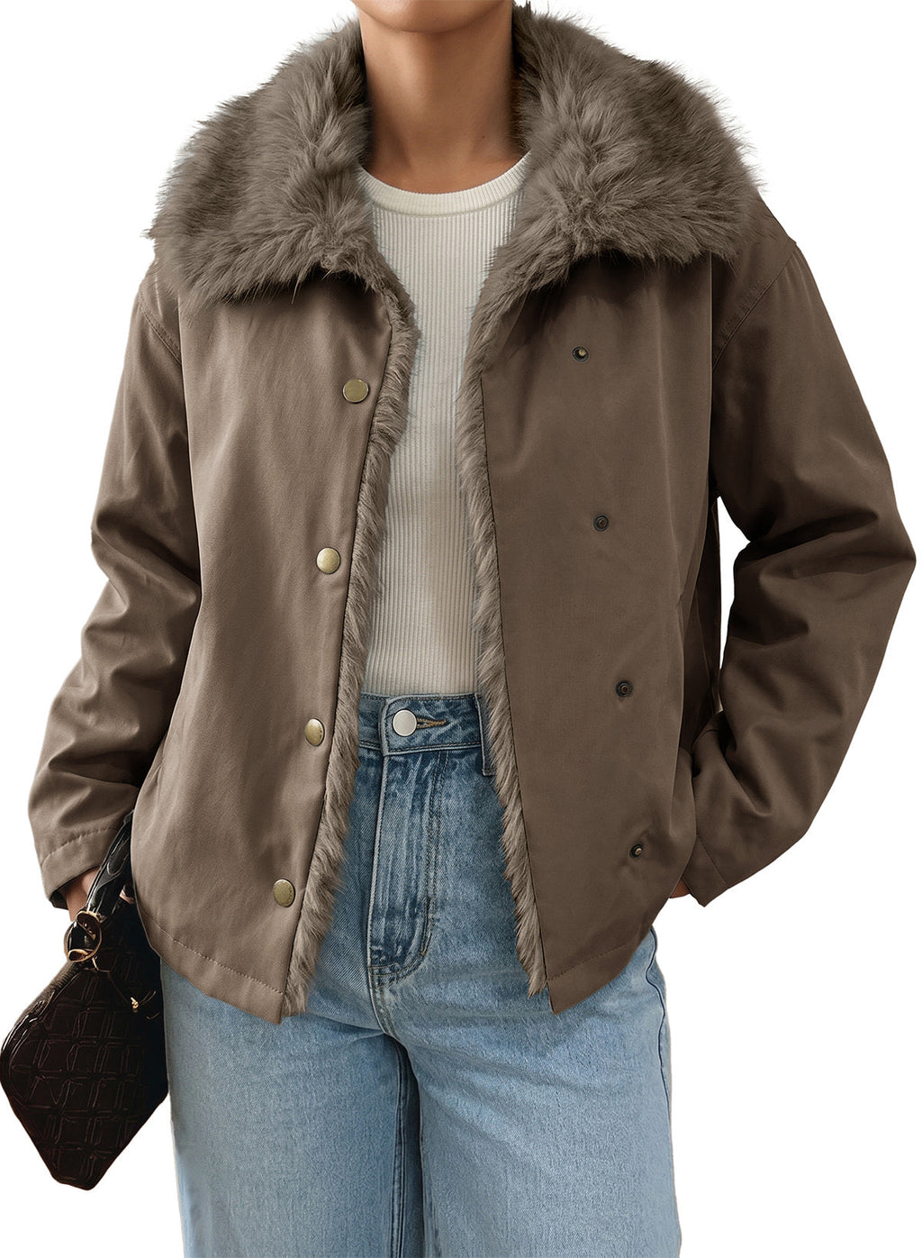 Faux Fur Detachable Oversized Cotton Jacket