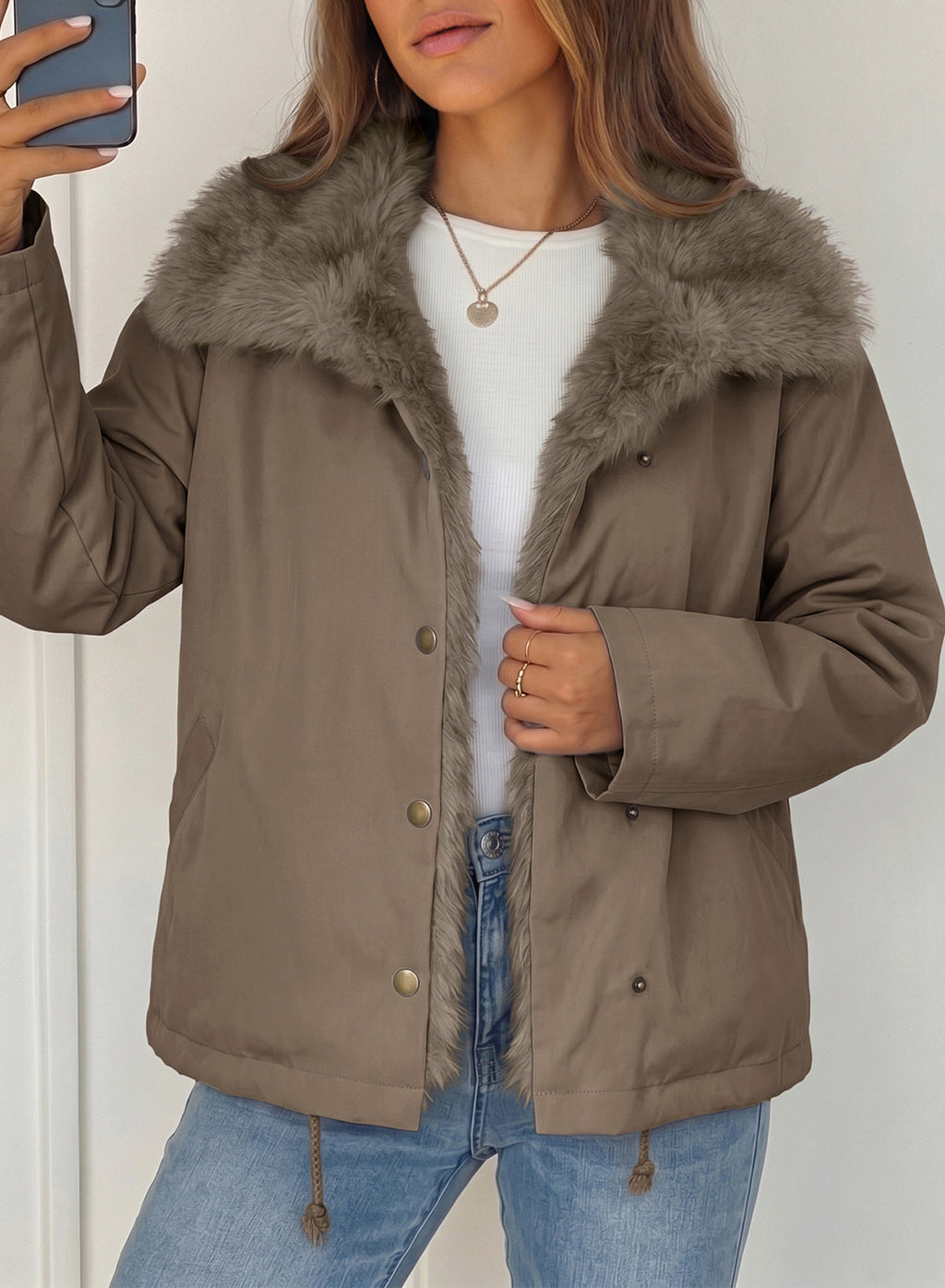 Faux Fur Detachable Oversized Cotton Jacket