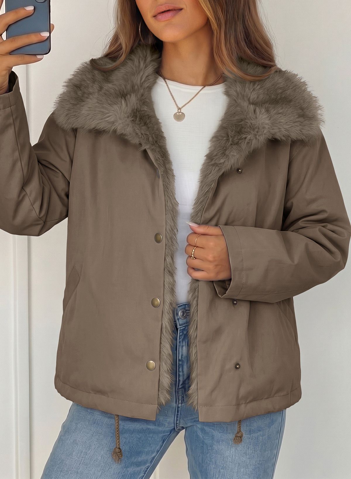 Faux Fur Detachable Oversized Cotton Jacket
