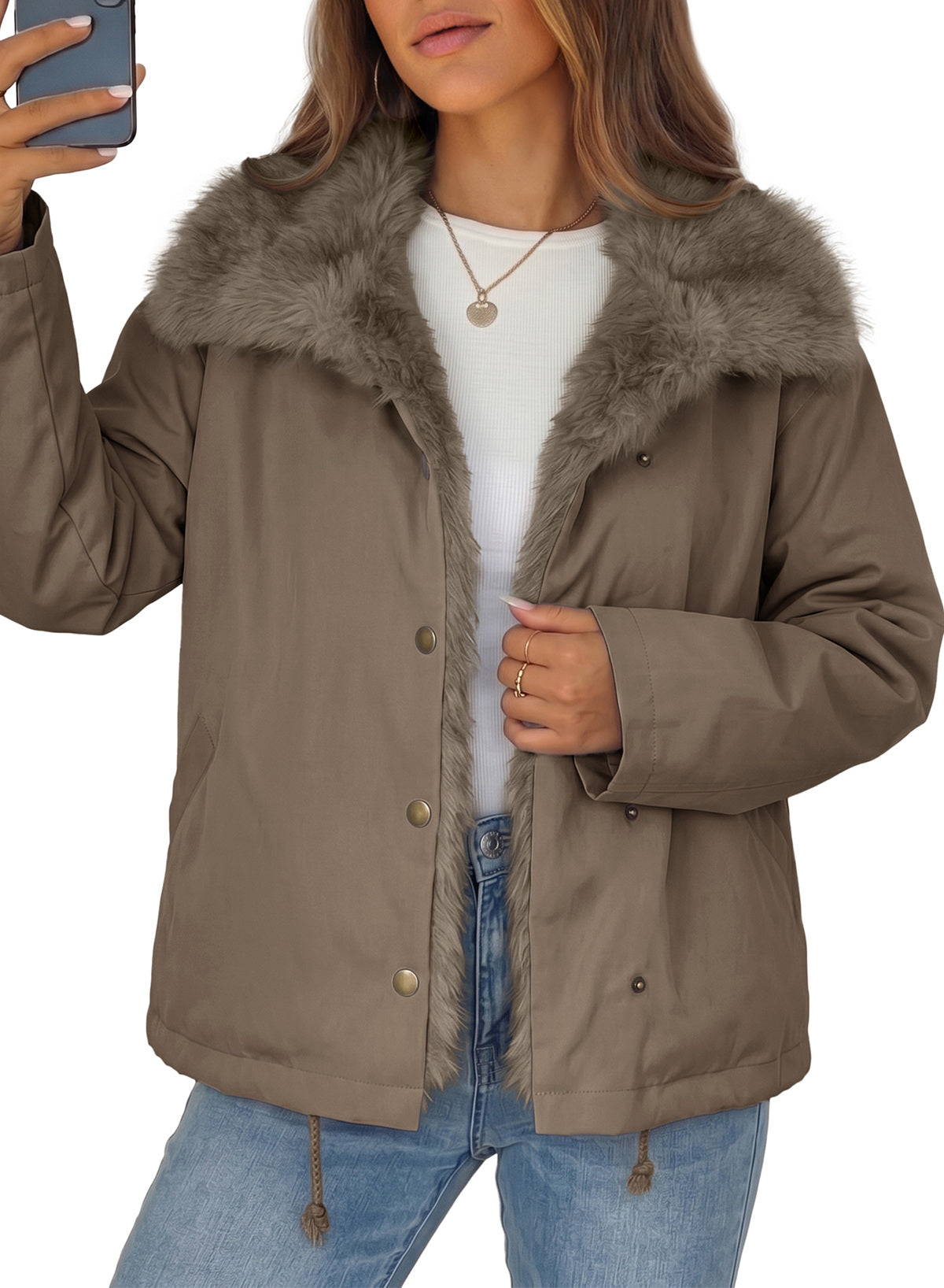 Faux Fur Detachable Oversized Cotton Jacket